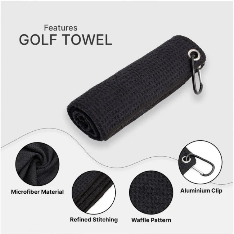 Golf Towel Microfiber Fabric For Golf Lovers Soft Absorbent Golf Club Cleaner Rag Clip Golf Accessories Golf Club Cleaning Towel