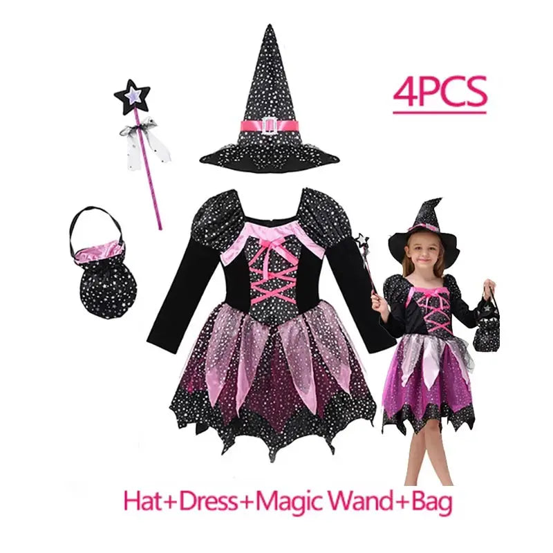 Halloween Costume for Girls Dress Scarlet Witch Vampire Devil Ghost Bat Carnival Party Dress Up  Kids Cosplay Clothes