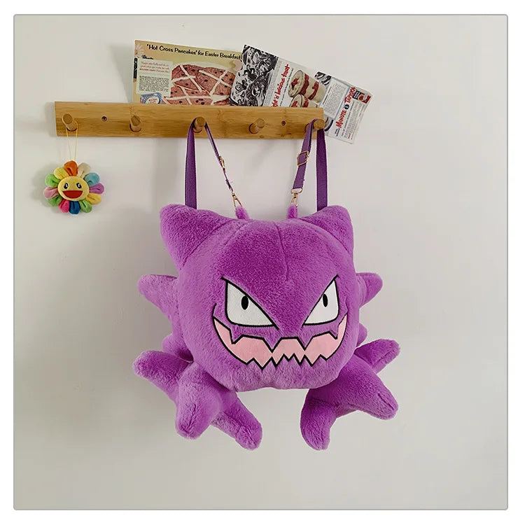 Japanese Style Plush Shoulder Bag Raichu Pikachu Eevee Psyduck Gengar Design Crossbody Backpack for Student Daily Outfit Gift