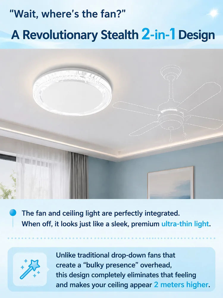 Led Fan Light Smart Remote Control Ceiling Fan With Light E27 For Living Room Converter Base Dimmable 4 Adjustable Wind Speed