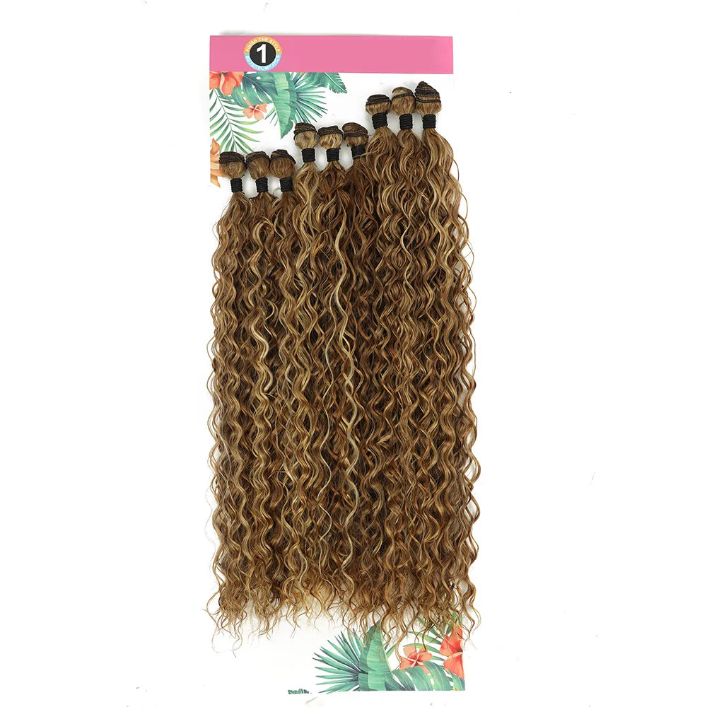 BOL Curly Hair Bundles 20 24 28Inch Long Synthetic Hair Exetension Fake Hair For Women Water Wave Heat Resistant 9Pcs Full Head