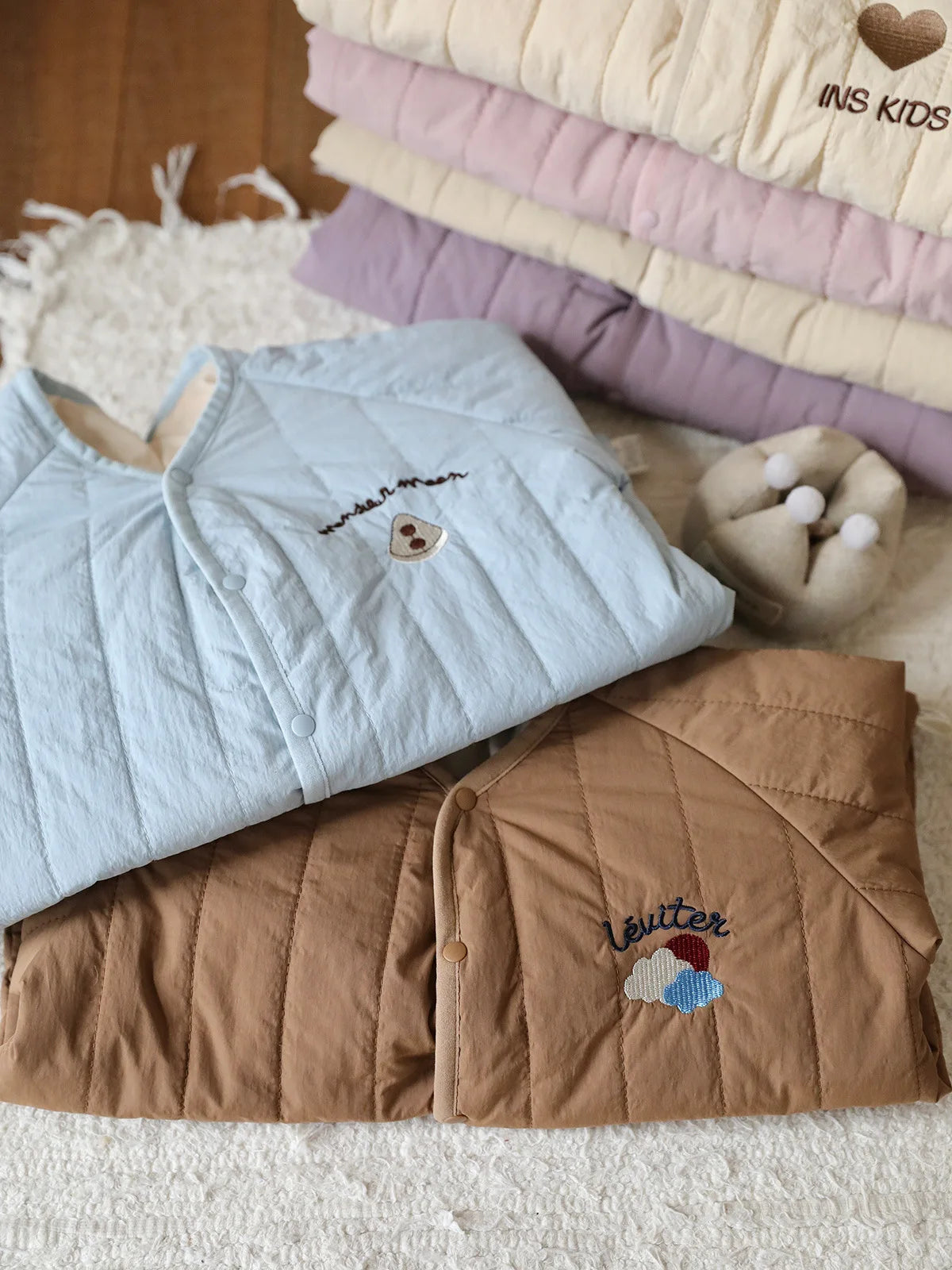 New Embroidered Baby Romper Autumn Winter Thicken Cotton One-piece Bodysuits for Boys Girls Outdoor Cotton Jacket Jumpsuit