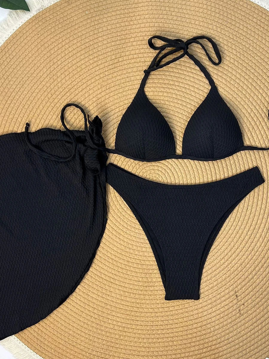 2026 Halter Triangle String Bikinis Swimsuit Women 3 Pieces Sexy Push Up Swimwear Female Bathers Bathing Swimming Swim Suit