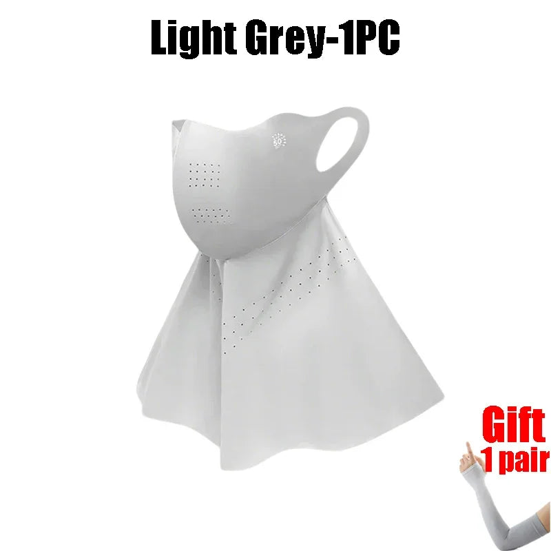 UPF50+ Ice Silk Sunscreen Mask Summer Riding Neck Guard One-piece Mask for Driving Fishing And Mountaineering Sun Protection