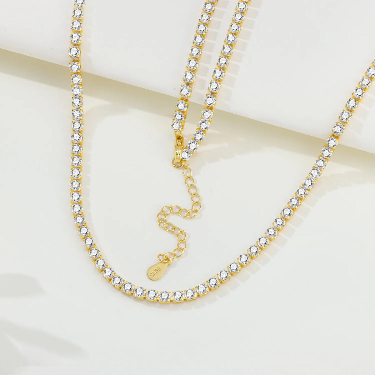 MISEFF S925 Sterling Silver Necklace 2mm & 3mm Cubic Zirconia Tennis Chain Necklace for Women Exquisite Jewelry Birthday Gift