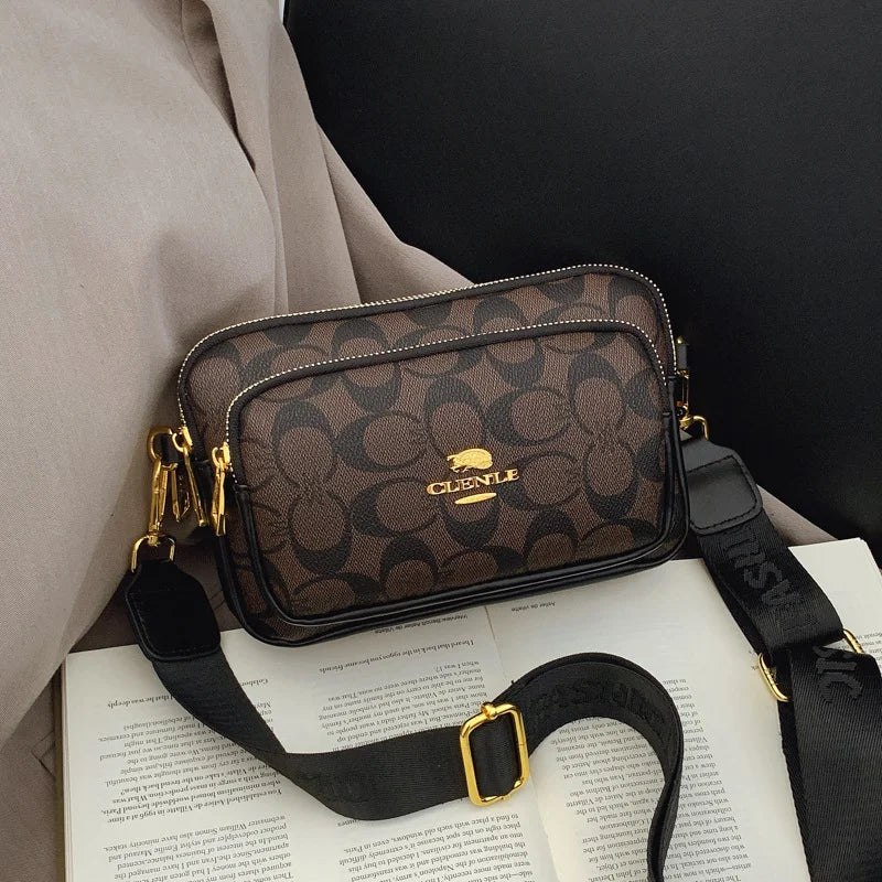 Luxury Women Vintage Pattern Camera Bag Wide Adjustable Strap Crossbody Handbag Multi Pockets Fashion Daily Small Shoulder Messe