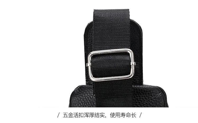 New Leather Chest Cover Layer Cowhide Business Men's Crossbody Bag with High-end Feel and Simple Chest Bag