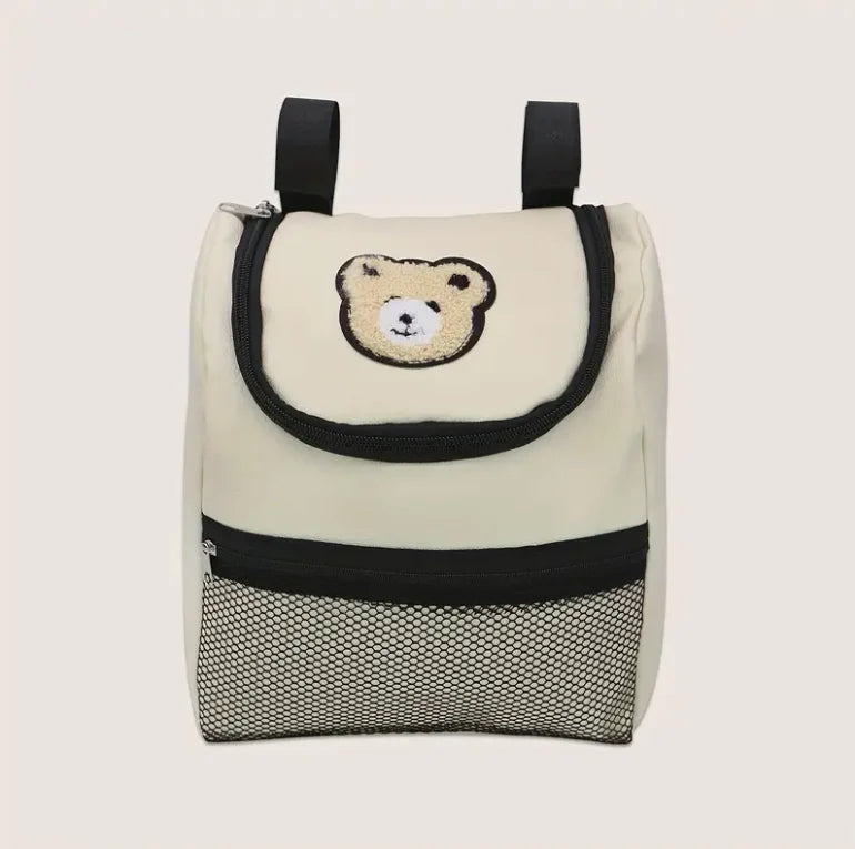 Large Capacity Bear-Shaped Stroller Diaper Bag - Portable Storage Organizer with Bottle Holders Durable Faux Leather