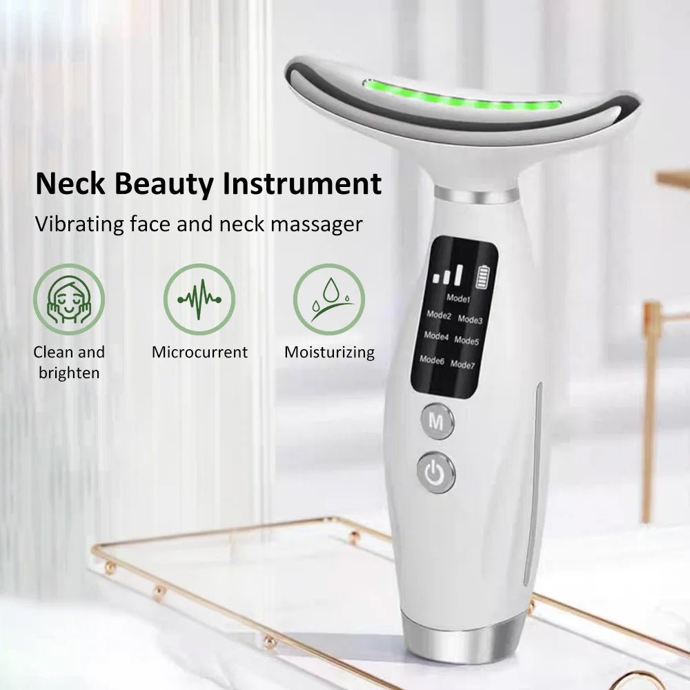 USB Rechargeable Anti Wrinkle Facial Massager 7color Neck Face Beauty Skin Tighten Facial Lift Device Reduce Double Chin Tool