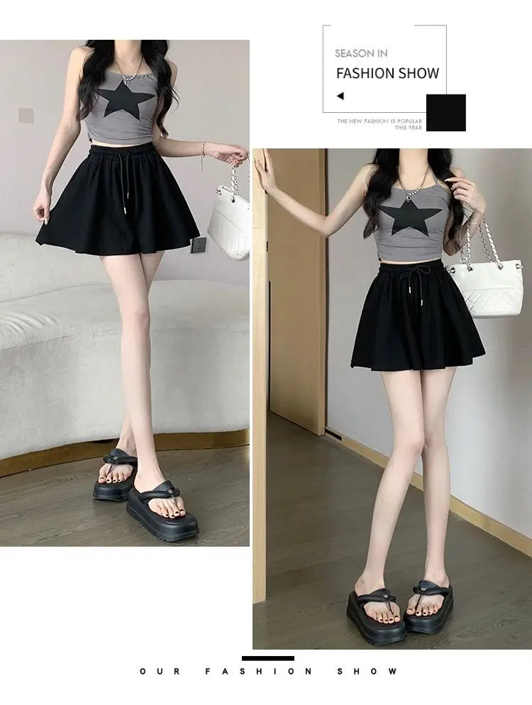 2026 High Waist Wide Leg Sports Shorts Women's Summer New Loose Fit A-Line Shorts Casual Versatile Comfortable Short Pants