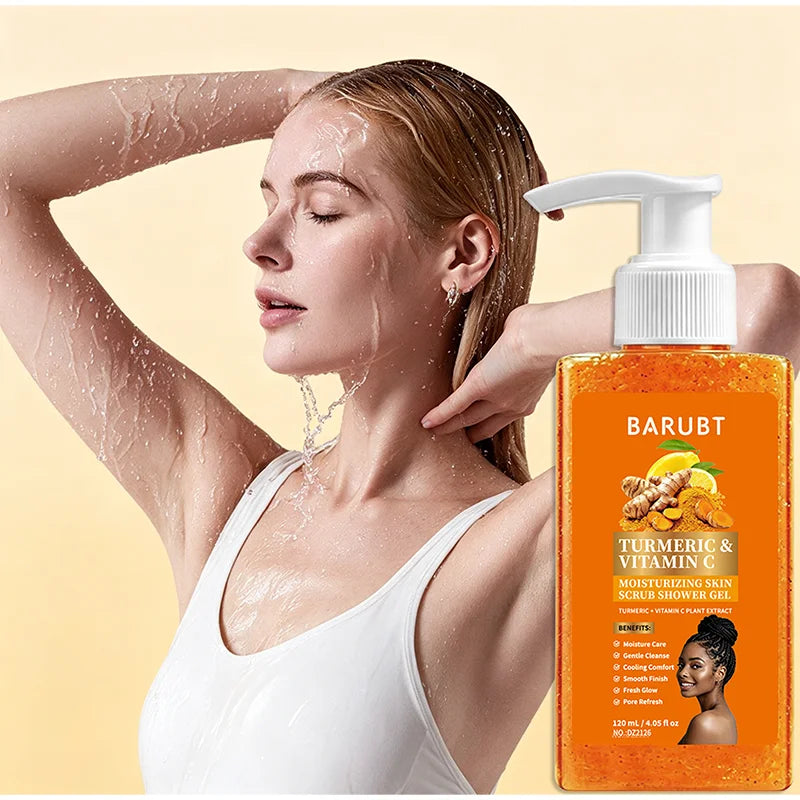 Turmeric&Vitamin C Moisturizing Body Wash, Exfoliating Cleansing Smoothing Body Wash, Gentle Scrub Finish Refreshing Natural Sce