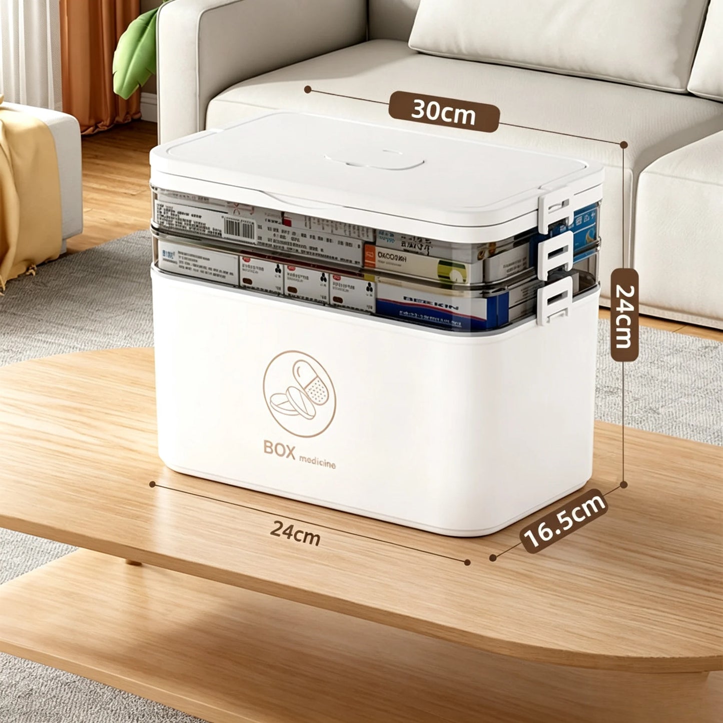 1pc 3-Tier Family Emergency Medicine Storage Box, Leak Resistant Compact Home Medicine Organizer
