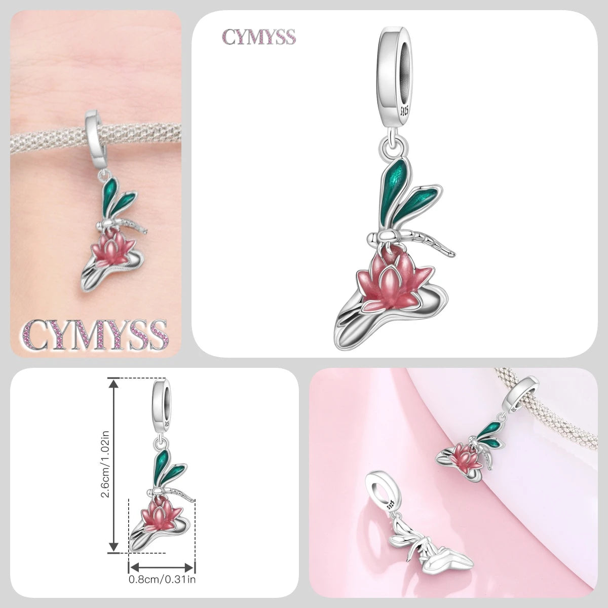 925 Sterling Silver Plated Bee Sunflower Butterfly Charm Pendant Fine Jewelry Women DIY Bracelet Necklace Birthday Party Gift