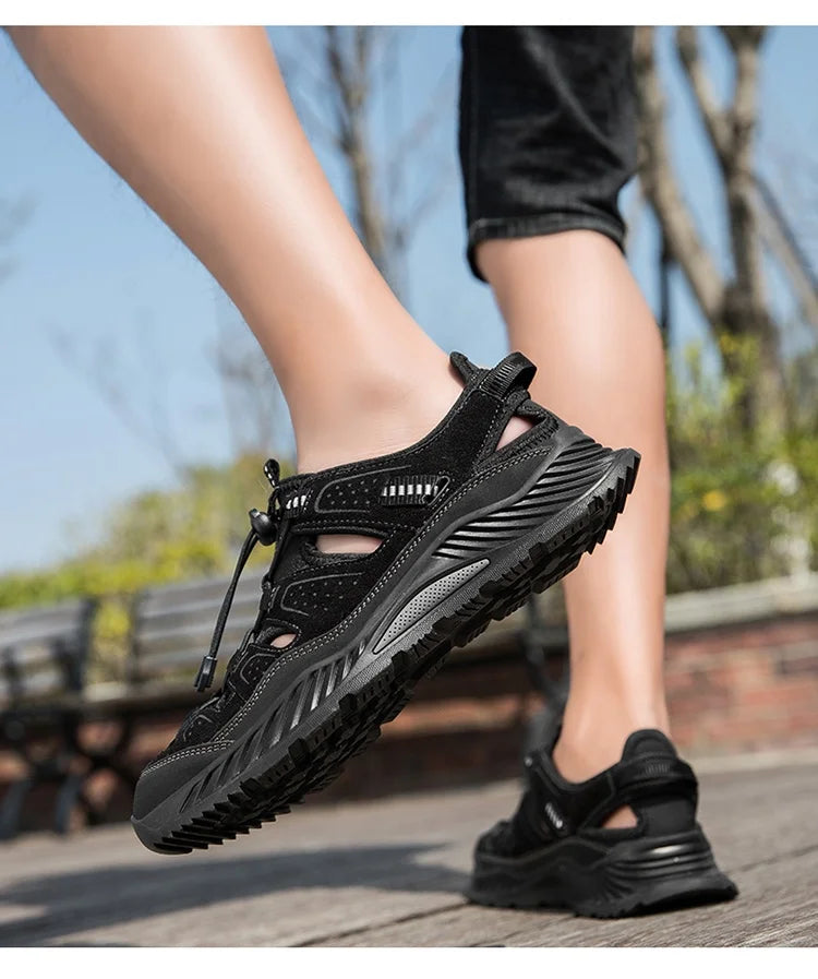 Outdoor Men's Leather Sandals Non-slip Men's Casual Sneakers Comfortable Beach Sandals Summer Men's Breathable Wading Shoes