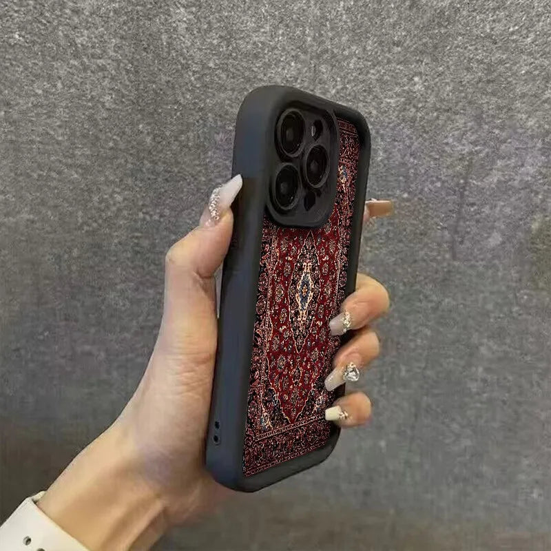 Vintage Pattern Bumper Phone Case For iPhone 17 16 15 14 13 12 11 Pro Max XS XR X 7 8 Plus 16E 17 Air 13 Mini Silicone TPU Cover