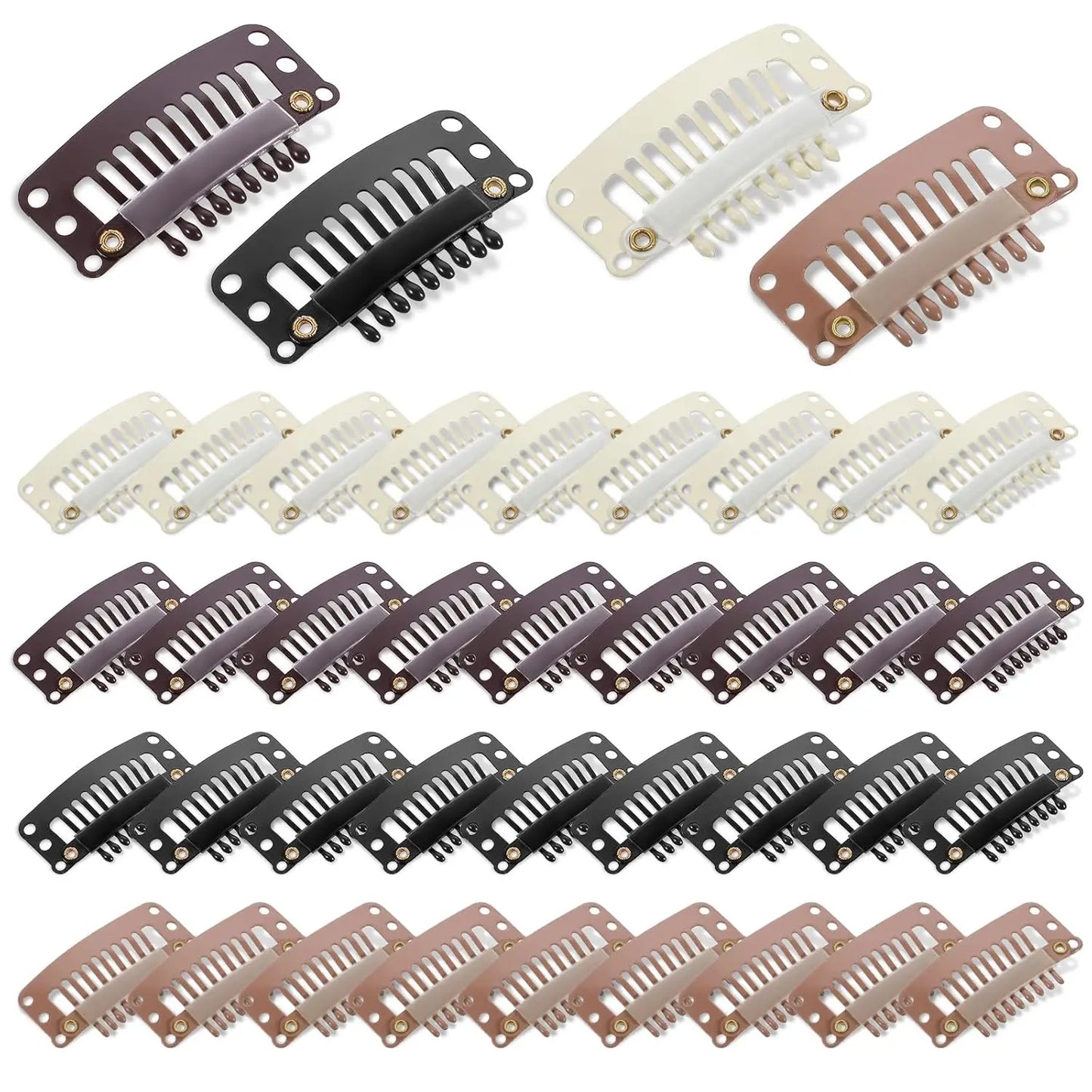 10-100Pcs 9-teeth Beige/Brown/Black Hair Extension Clips Hair Extension Wigs Snap Clips Comb Small Snap Wig Accessories Clips