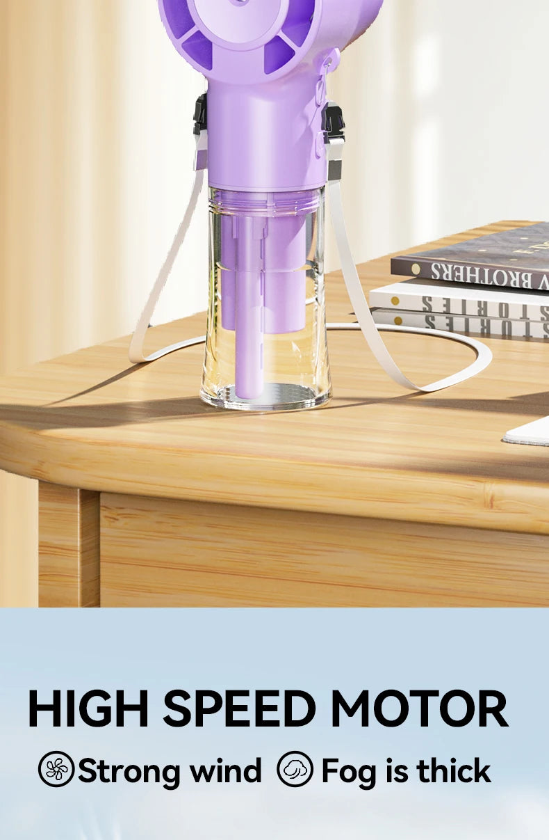 HOMEFISH Handheld Misting Fan Portable Mister Fan  Rechargeable Spray Water Mist Fans Mini Cooling Mister Fans with 4 Speed Wind