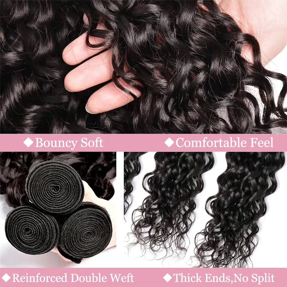 Deep Wave Bundles Brazilian Virgin Raw Unprocessed Human Hair Deep Curly Wavy Bundles 30 40 Inch Natural Black Color Human Hair