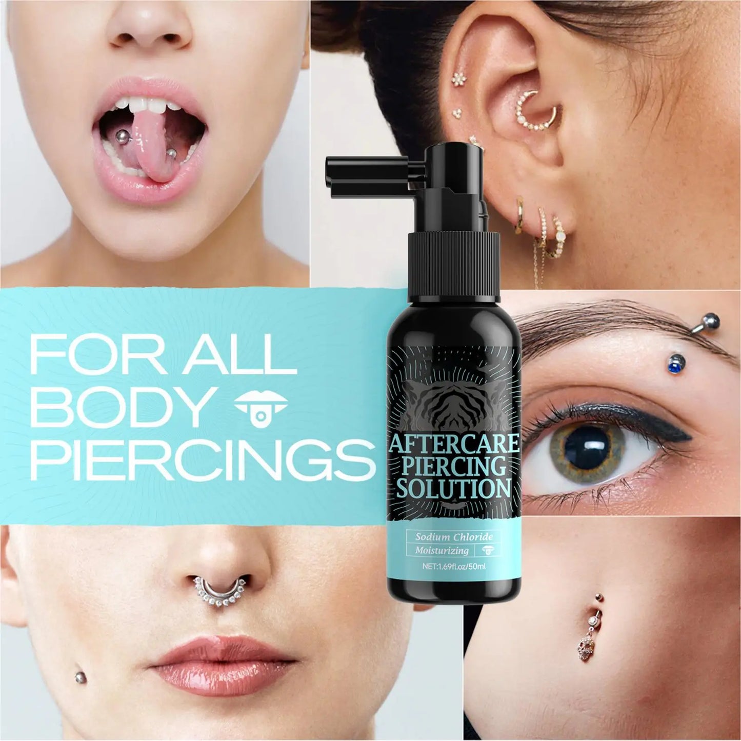 50ml Piercing After Care Solution Gentle Safe Mist Piercing Spray Aftercare For Adults Men Women Friends Daily Home Indoor