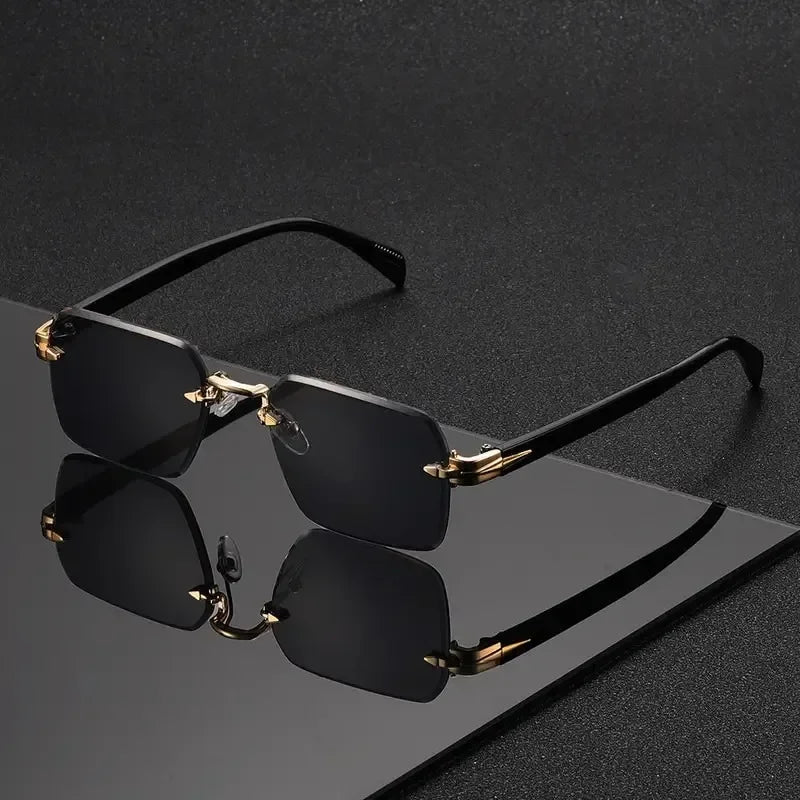 Rimless Sunglasses Rectangle Fashion Popular Women Men Shades Small Square Sun Glasses for Female Male Summer Traveling Oculos