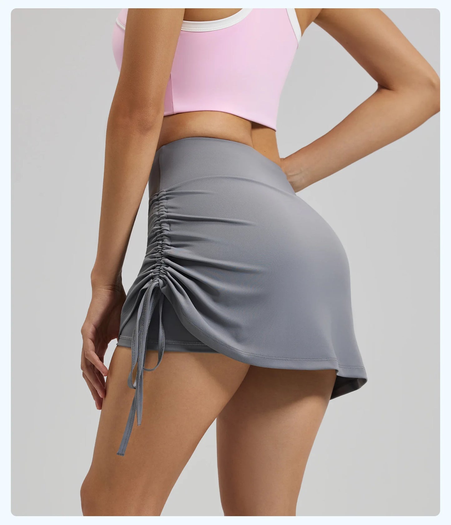 Fitfemme Women's Sports Skirt with Inner Shorts - Ruched Side and Drawstring - Perfect for Workout 2025 New