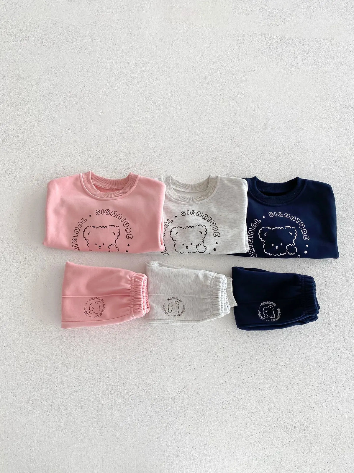 Spring New Baby Clothing Set, Korean Style Cute Bear Two-Piece Outfit for Kids, Long Sleeve Top & Pants Set