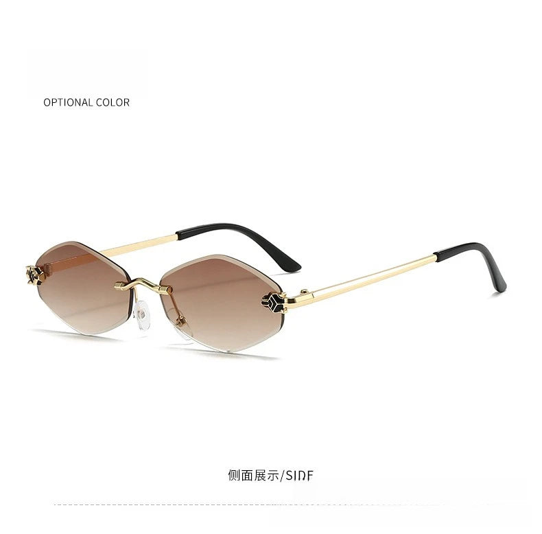 Popular Fashion Women Men Shades Rhombus Sun Glasses Female Male Summer Traveling UV400 Rimless Sunglasses Lentes De Sol Mujer