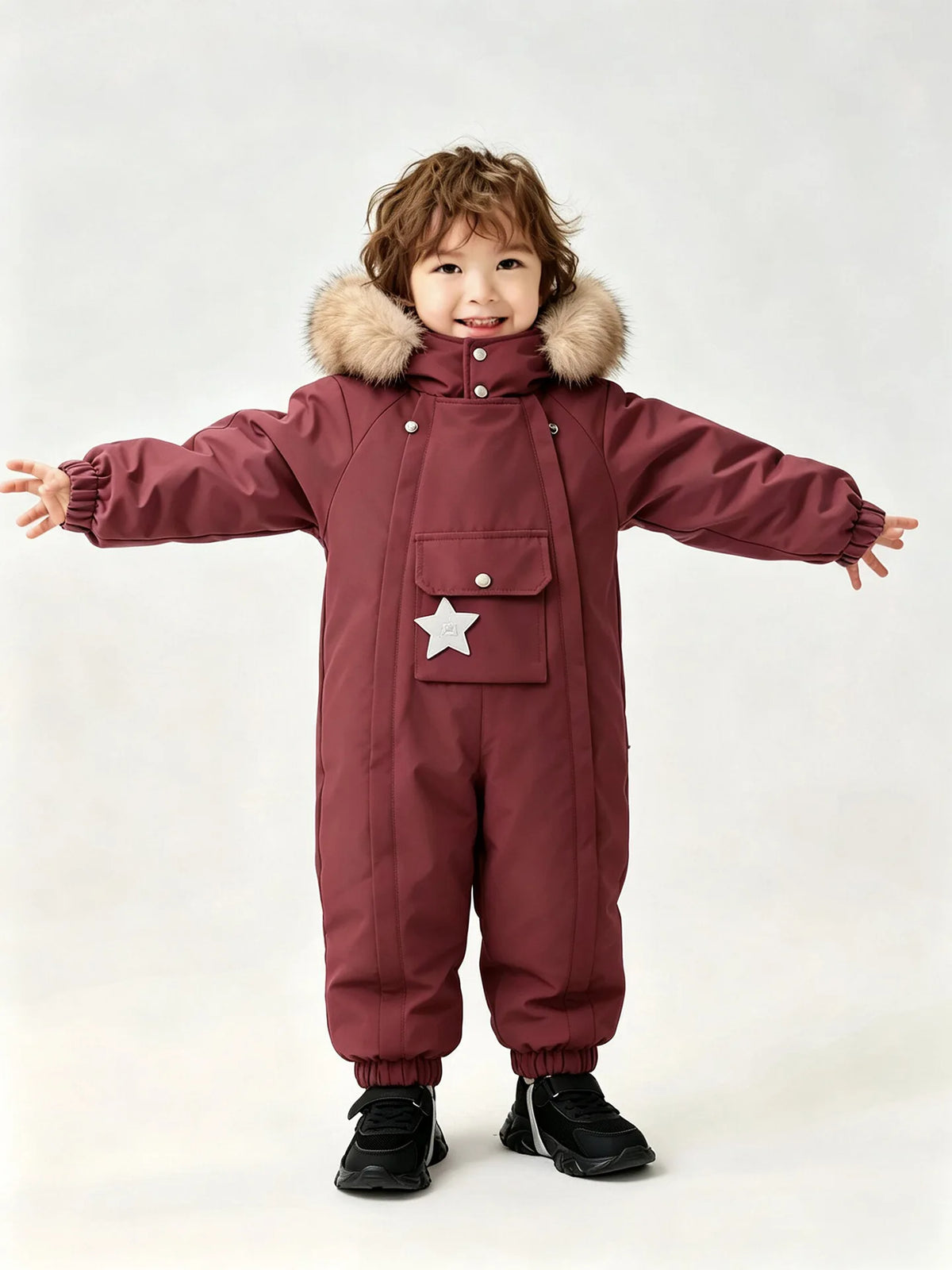 2026 Winter New Star Lightweight Hooded Ski Suit for Kids, Boys Girls Baby Romper Jumpsuit, Toddler One-Piece Warm Snowsuit 2-5T
