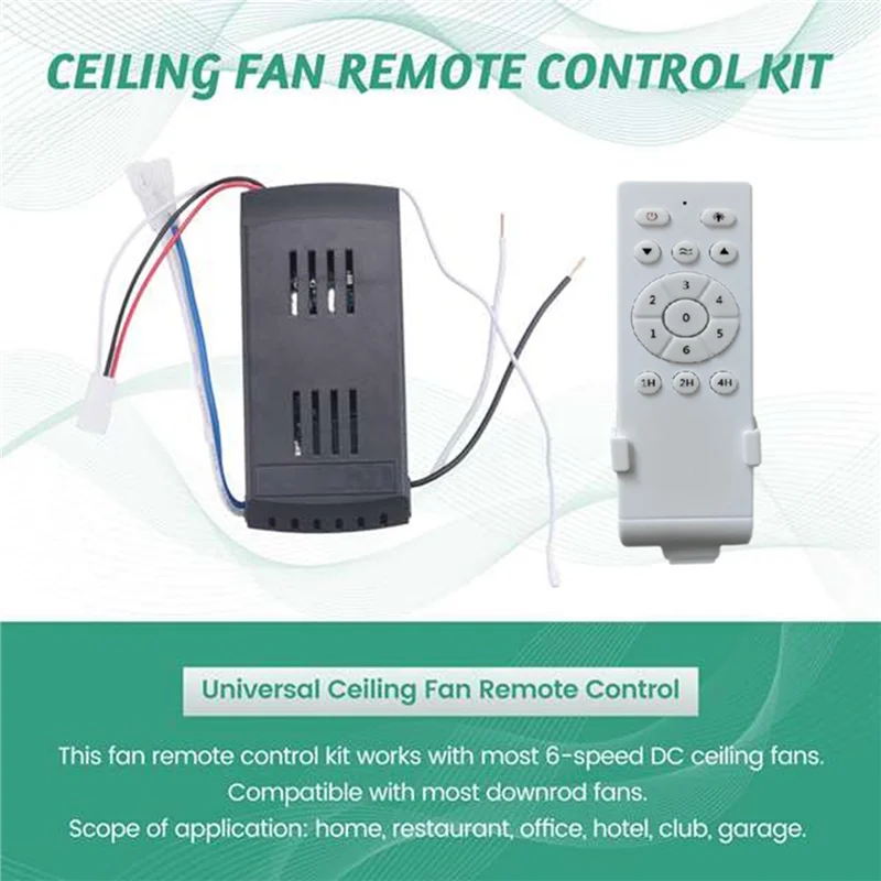N98R 2X Universal Ceiling Fan Remote Control Kit Low Voltage 30W Dc Fan Light Driver Controller 6-Speed & Timing Remote