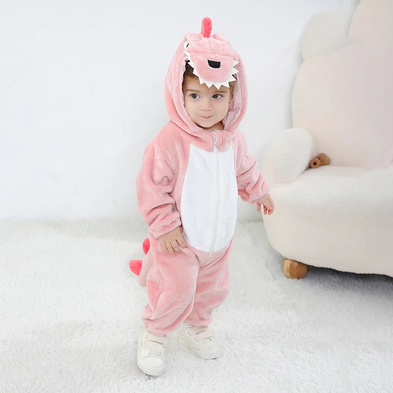 Halloween Baby Rompers Kigurumis Lovely Dinosaur Cartoon Pajamas Clothes Infant Boys Girls Baby Onesie Romper Newborn Hooded