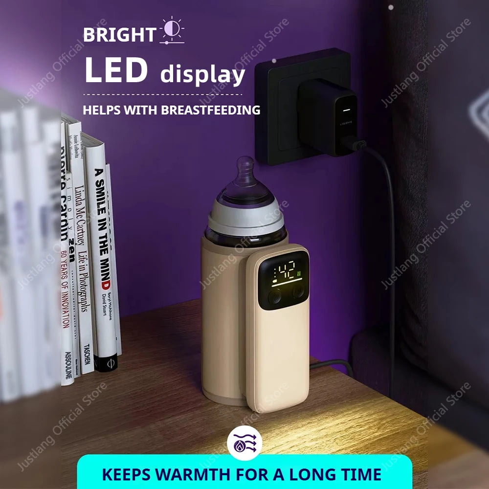 JUSTLANG Rechargeable Baby Bottle Warmer 6 Heat Level Multifunction Breast Milk Warmer Accurate Temperature Control Baby Bottle