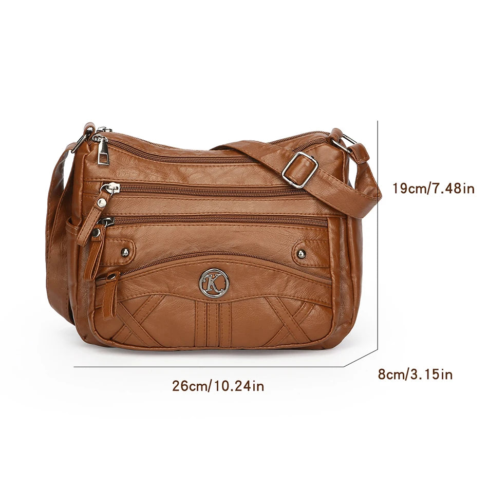 Retro Soft Leather Multi Pocket Single Shoulder Crossbody Bag High Quality Women's Bag Luxury Designer Purses and Handbags 2025