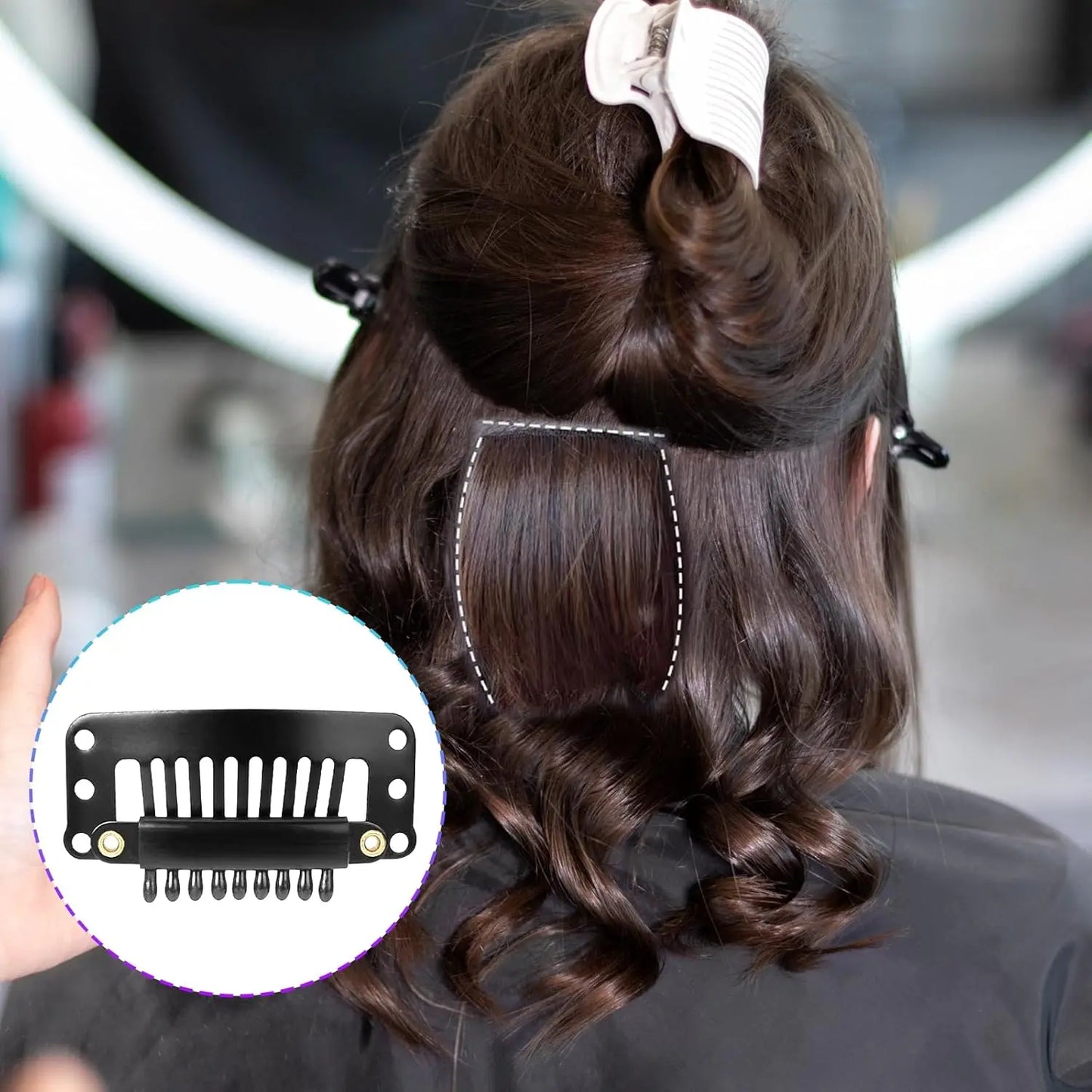 10/20/50 Pcs Hair Extensions Clips 9-Teeth Wig Comb Clips Snap Hair Extension Accessories Tool 32mm