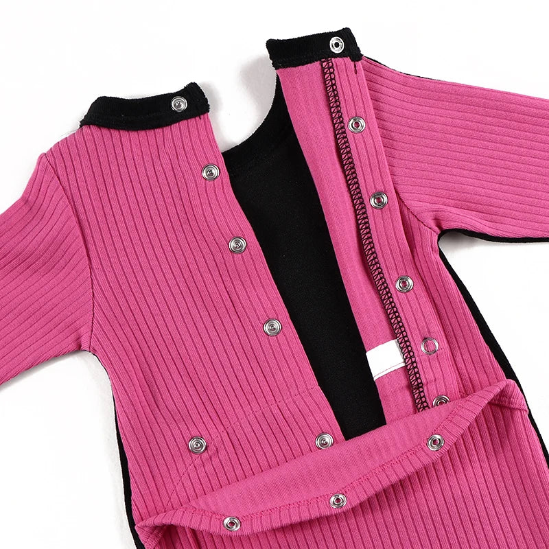 Baby Romper Footies Black Velour Back Ribbed Kids Clothes Long Sleeves Ribbed Overalls Baby Boy and Girls Clothes Winter Romper