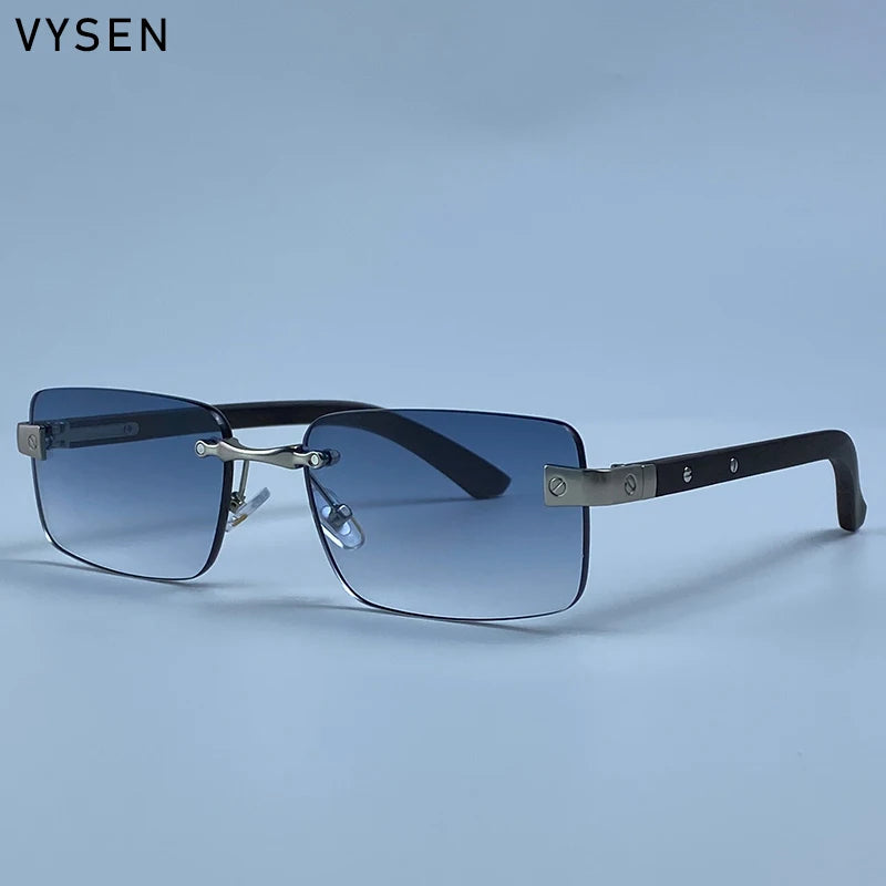 Fashion Rectangle Rimless Sunglasses Men 2026 Luxury Brand Designer Square Small Frame Sun Glasses Male Driving Eyewear Shades
