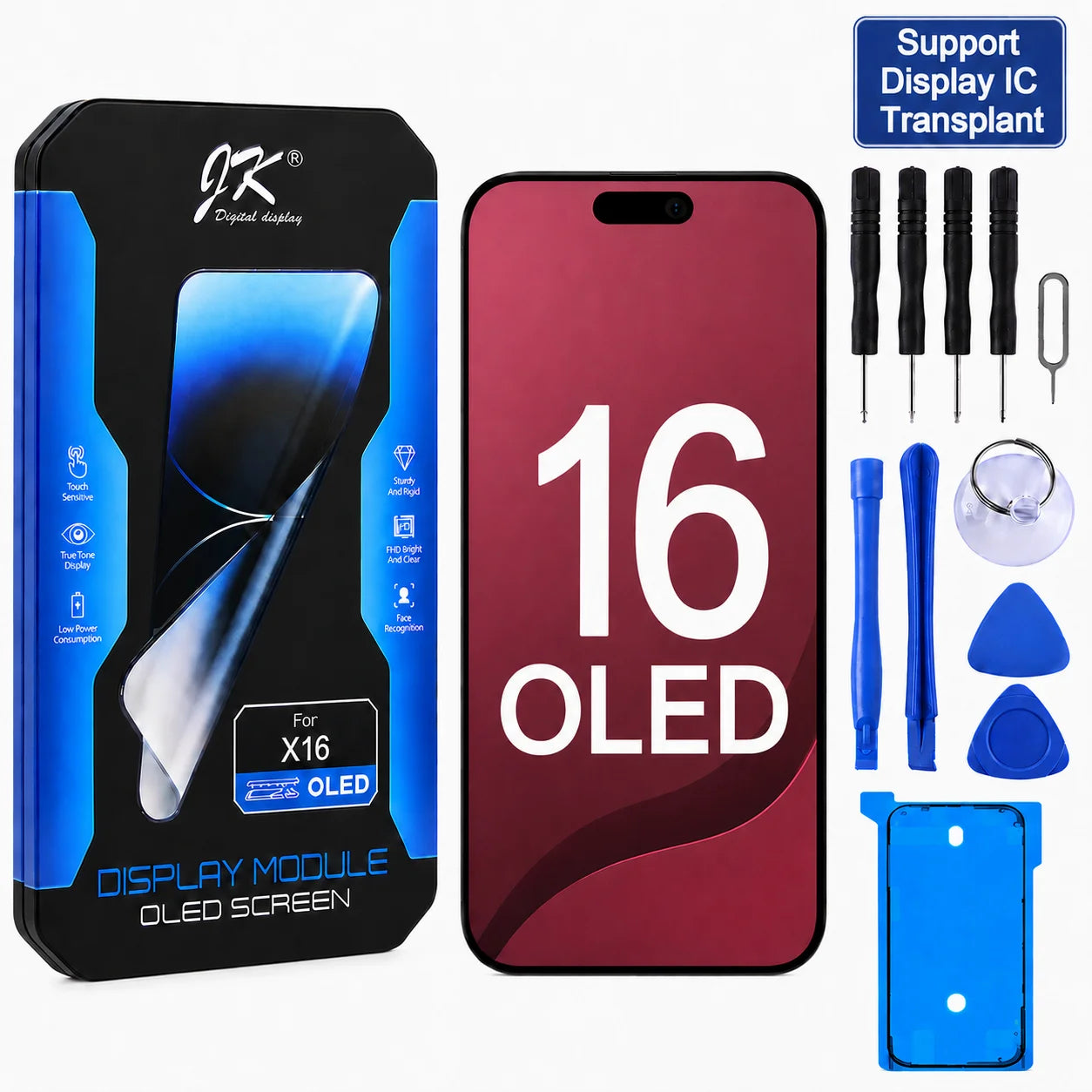 JK Flexible Soft OLED Display Assembly for iPhone 12 13 14 15 16 17 Pro Max Plus Screen Replacement Part
