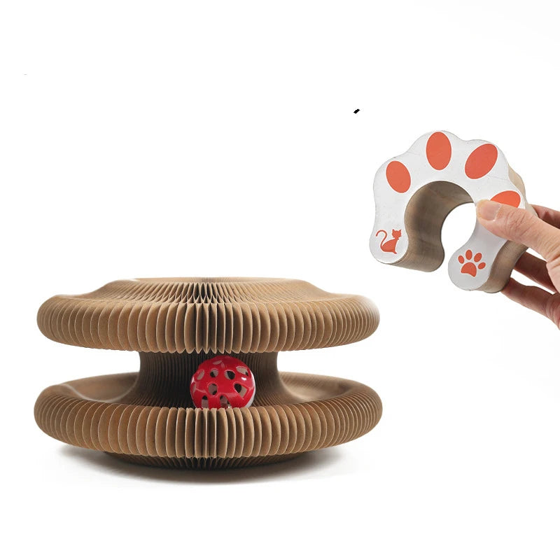 Cat Toy Magic Cat Scratch Organ Board  with Ball Cat Grinding Claw Cat Climbing Frame Kitten Round Corrugated Cat Scratching Toy