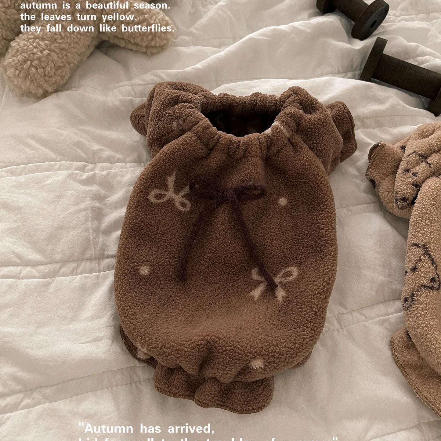 Pet Plush Cat Vest Winter Double Sided Plush Warm Home Clothing Teddy Sleepwear Dog Clothes for Small Dog Brown Bear Pet Pajama