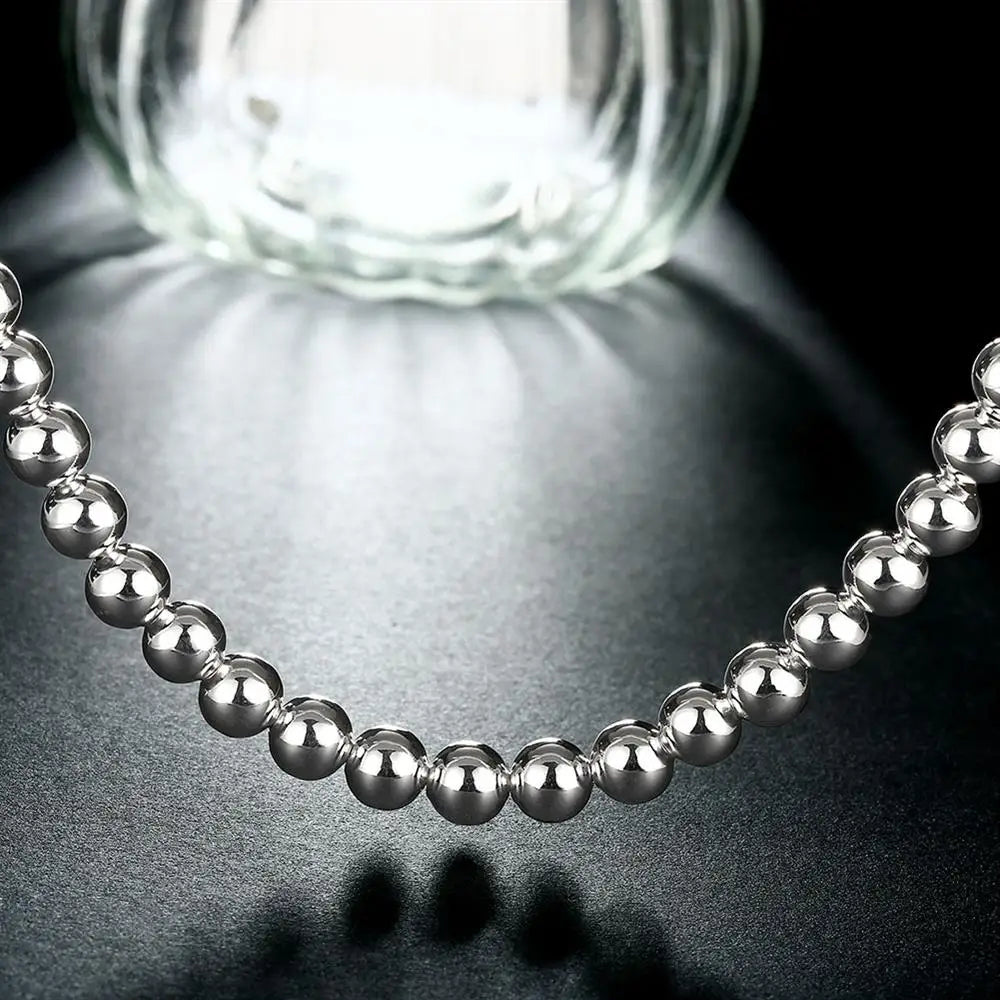 Hot 925 Sterling Silver Classic brands 8MM bead chain Necklace for woman men charms Fashion party wedding Jewelry Holiday gift