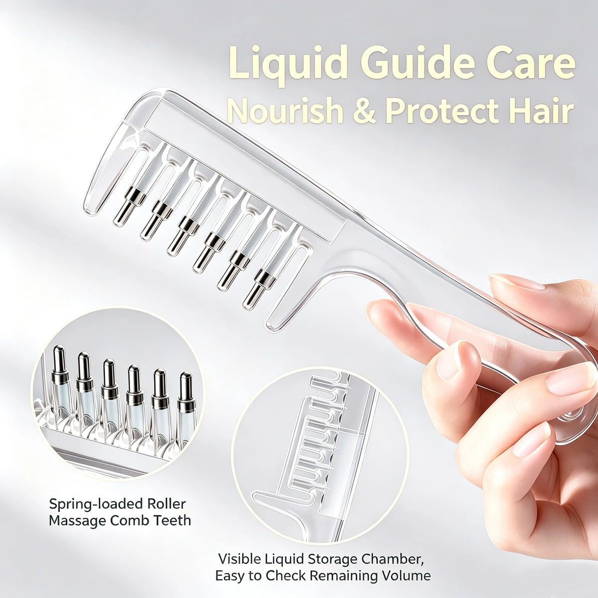 Scalp Liquid Applicator Comb, Refillable Hair Serum Oil Dispensing Comb, Roller Ball Massage Comb For Hair Root Treatment
