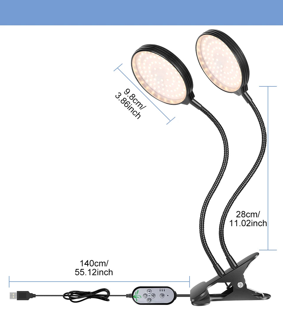 Full Spectrum LED Grow Light USB Plant Fill Lamp 5V Dimmable Timing Auto On/Off Indoor  Seeds Hydroponics Vegs Cultivation Lamps