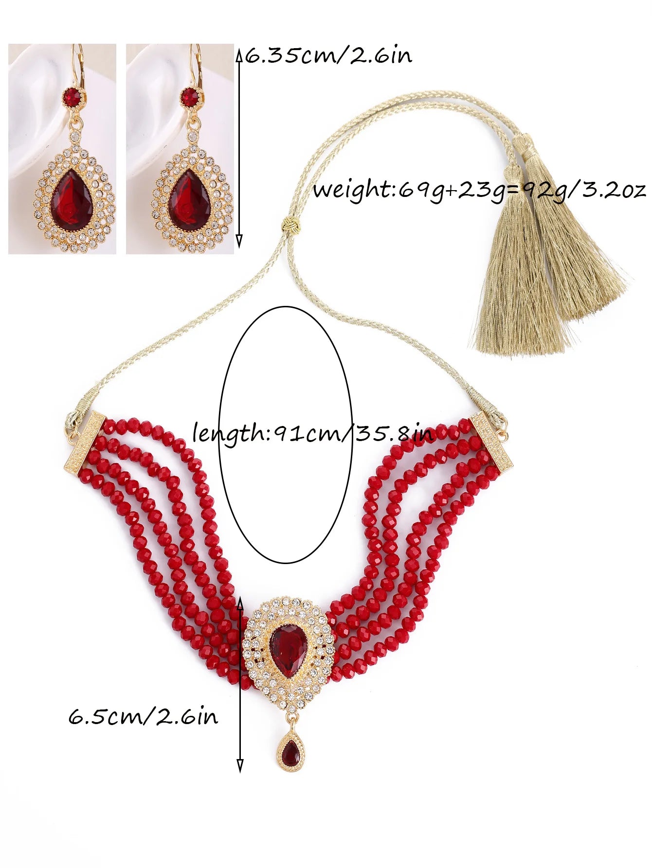 Moroccan Women's Fashion Jewelry Set - Luxurious Traditional Accessories for Bridal Wedding Parties & Holiday Gifts