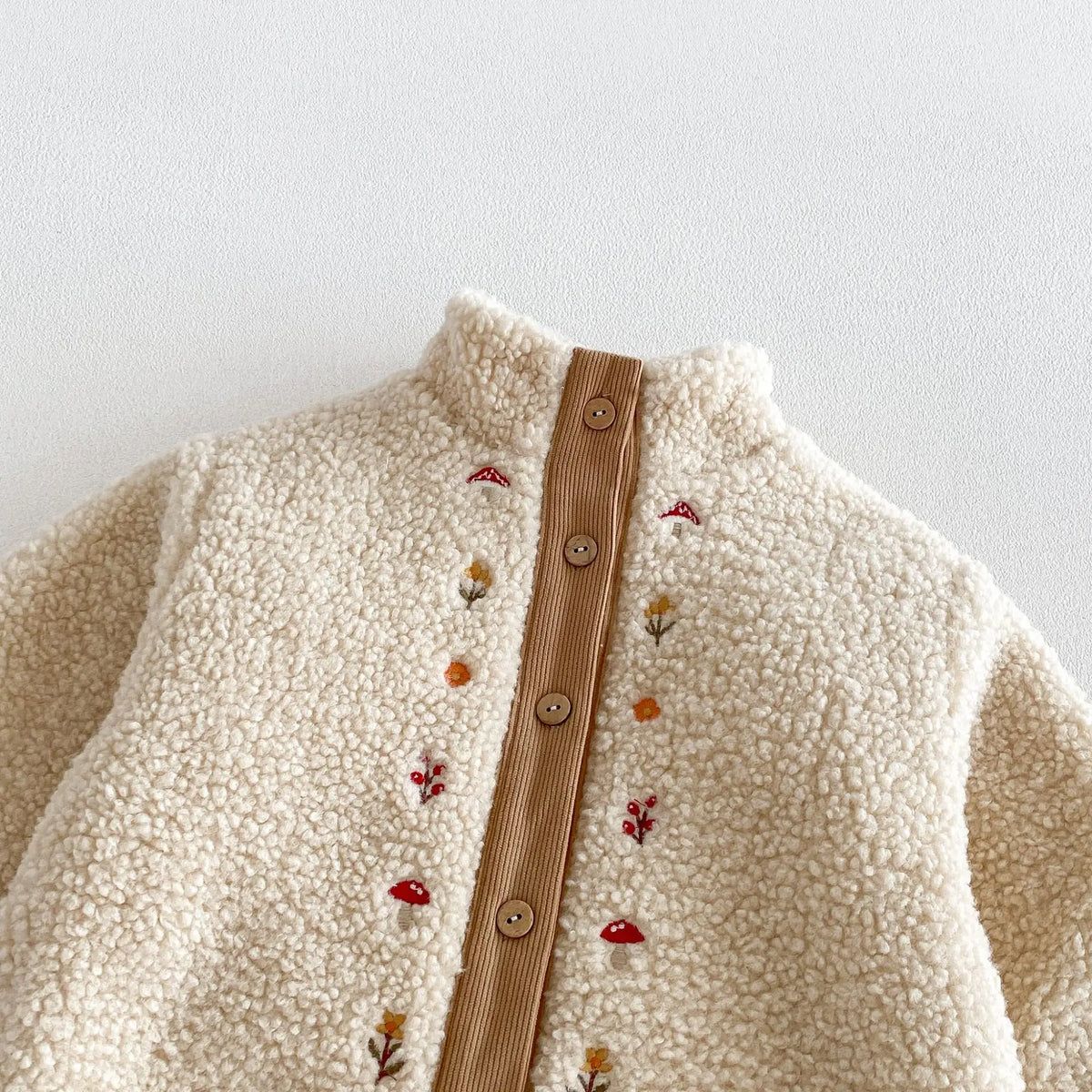 2026 New Winter Girls Embroidered Mushroom Fleece Jacket | Thick Warm Coat | Cute Outwear