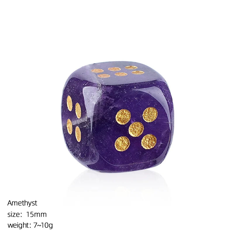 6pc 1.5cm Natural stone amethyst dice Agate tiger eye stone particle Guess the number of points gift good new wholesale