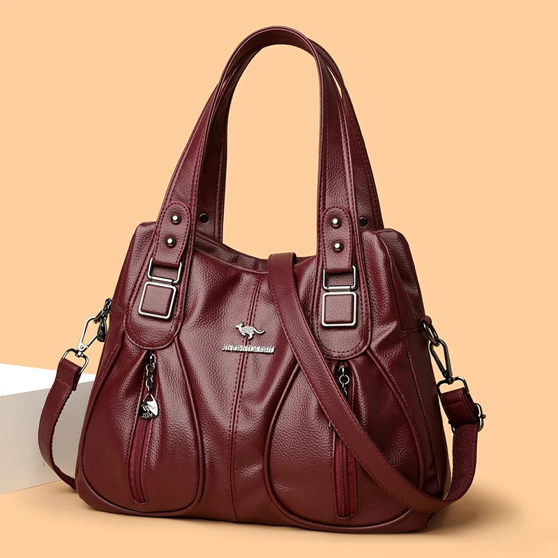 Genuine Brand Top Quality Soft Leather Casual Tote Bags for Women Handbag Luxury Female Shoulder Crossbody Sac Winter Style Bag