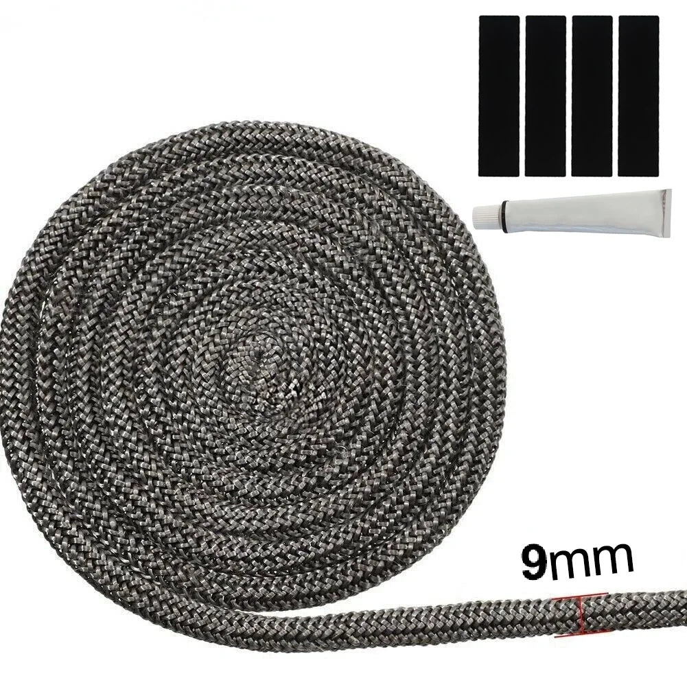 1set 6mm~25mm Fireplace Sealing Rope Wood Stove Door Gasket Rope Seal Replacement Black Gasket Tape Kit For Fireplace Oven