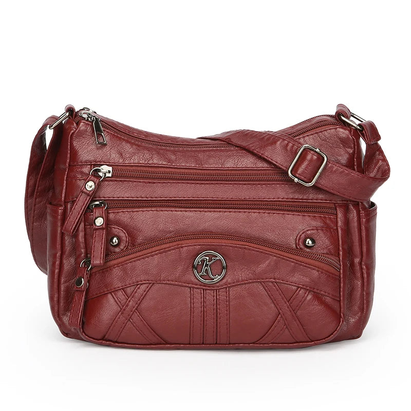Retro Soft Leather Multi Pocket Single Shoulder Crossbody Bag High Quality Women's Bag Luxury Designer Purses and Handbags 2025