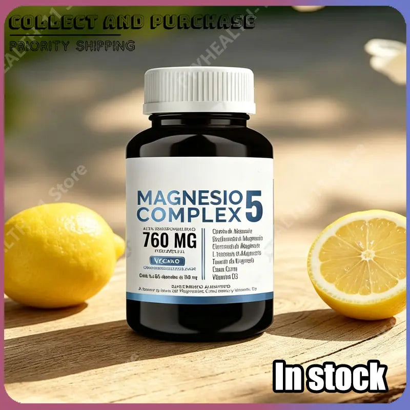 Magnesium Complex Capsules 5 Forms Citrate Bisglycinate L-Threonate Gluconate Taurate Vitamina D3 760mg 60 Capsules