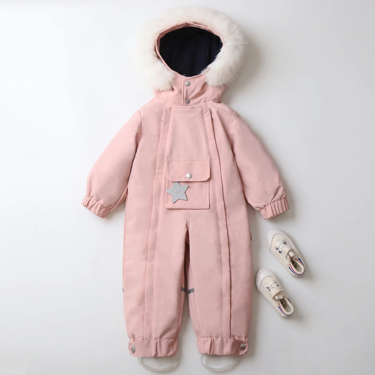 2026 Winter New Star Lightweight Hooded Ski Suit for Kids, Boys Girls Baby Romper Jumpsuit, Toddler One-Piece Warm Snowsuit 2-5T