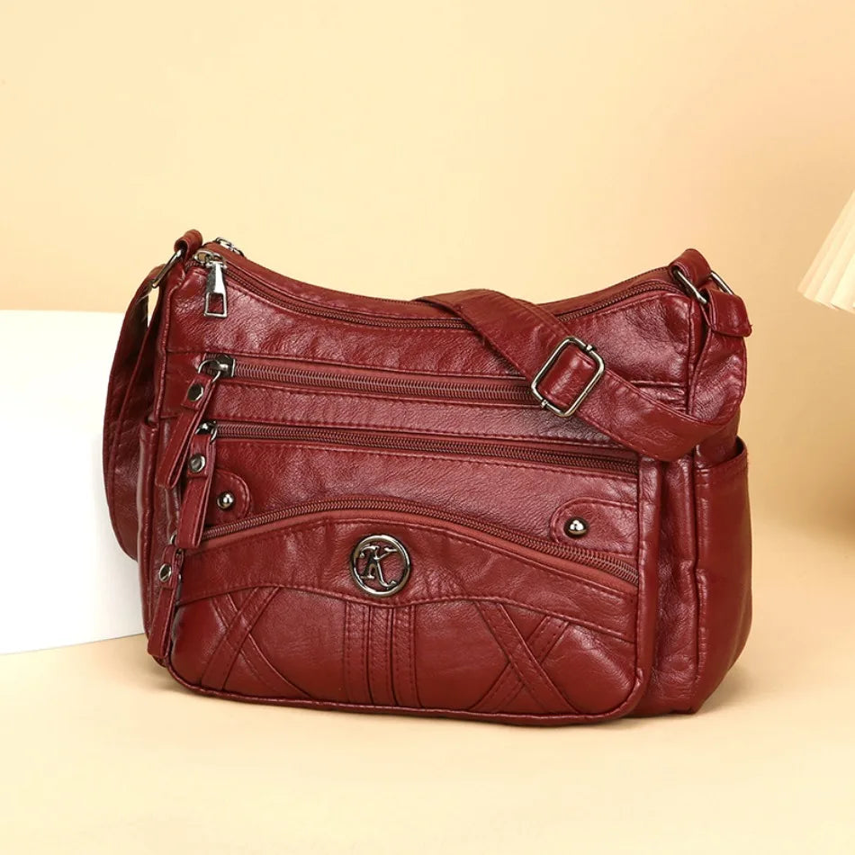 Retro Soft Leather Multi Pocket Single Shoulder Crossbody Bag High Quality Women's Bag Luxury Designer Purses and Handbags 2025